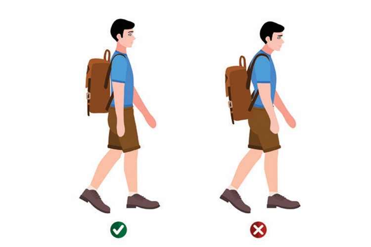 heavy backpacks and poor posture on an adolescent's spine.